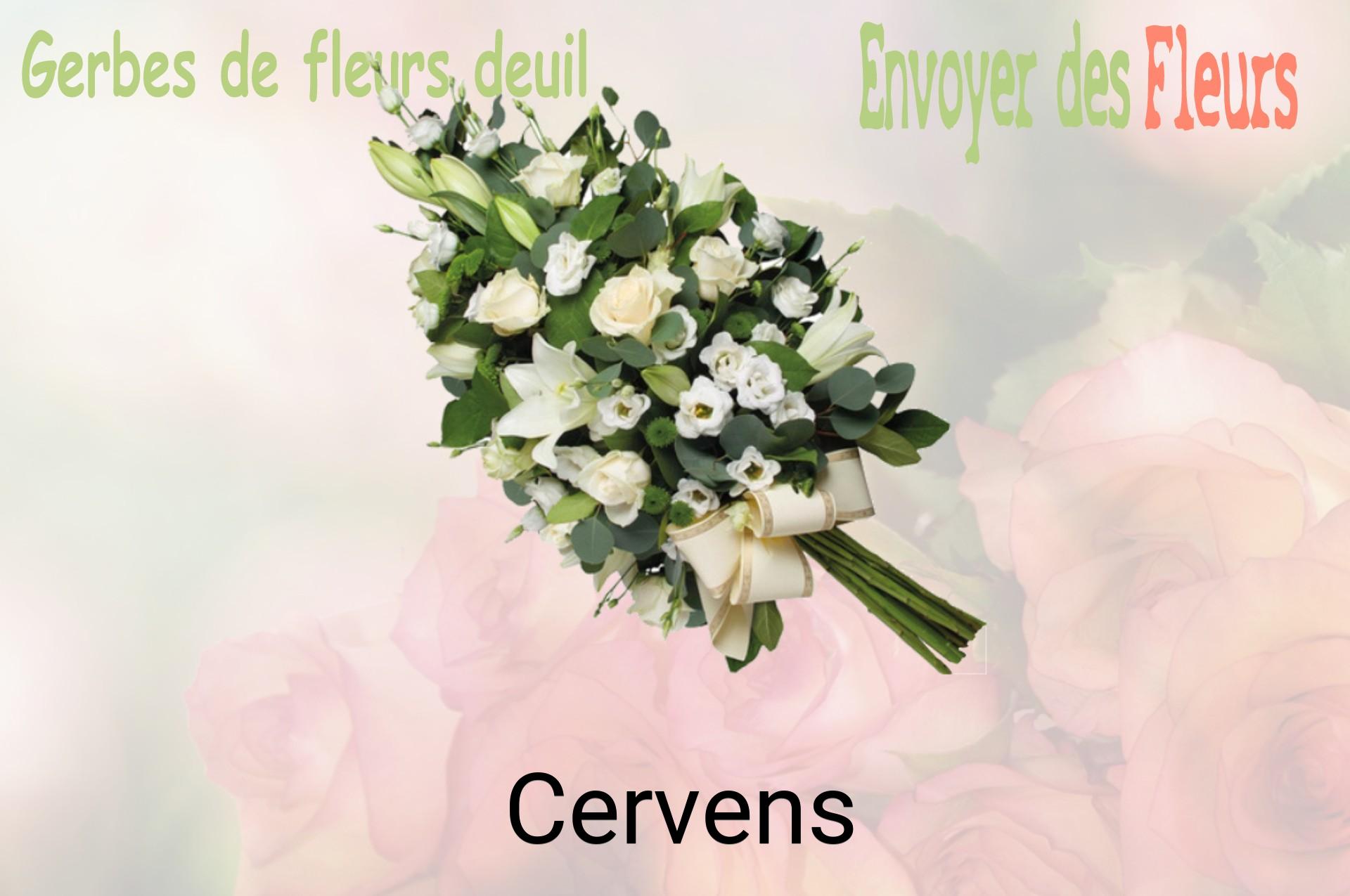 Gerbe de fleurs de deuil livrée à Cervens